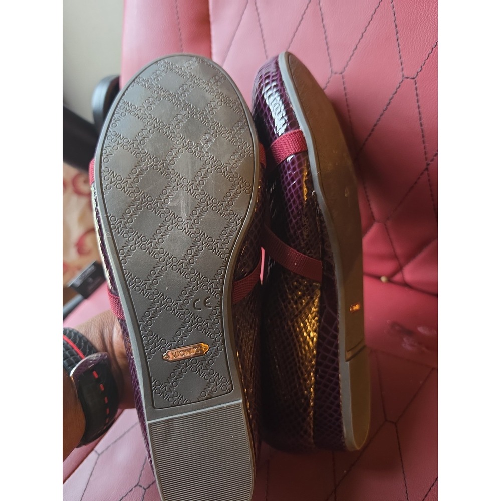 Vionic Dakota Leather Croc Red Plum Wedge Flat Orthotic Shoe Comfort Women 9 M - Picture 6 of 6